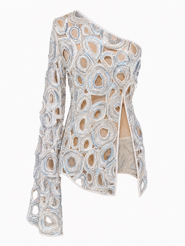 The Aarea One Shoulder Cutwork Dress