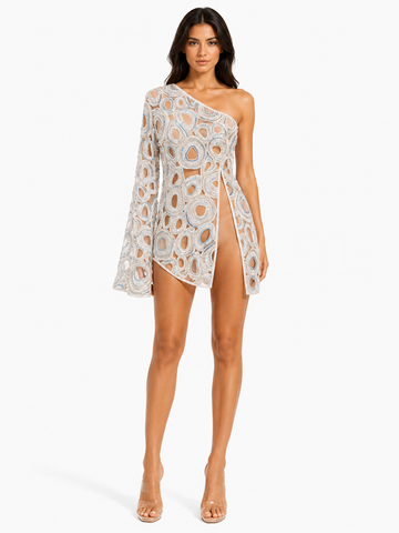The Aarea One Shoulder Cutwork Dress