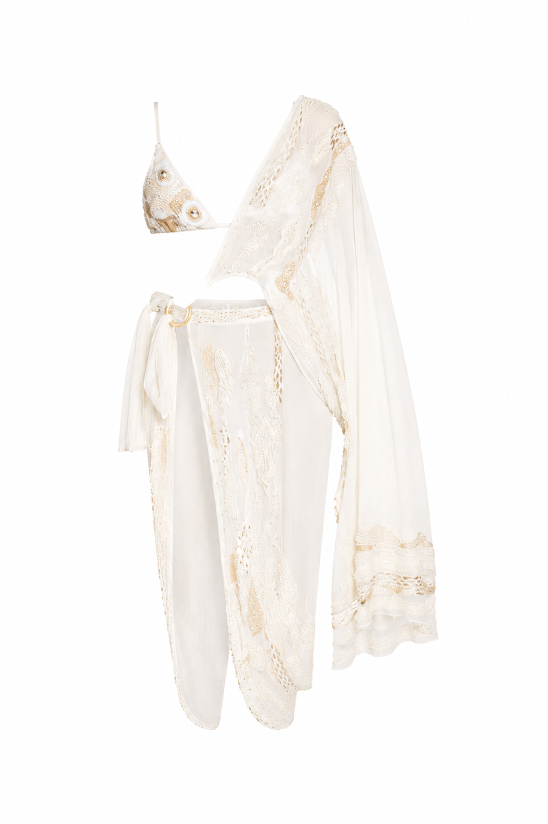 The Aurelia Embellished Draped Sarong Sari Skirt