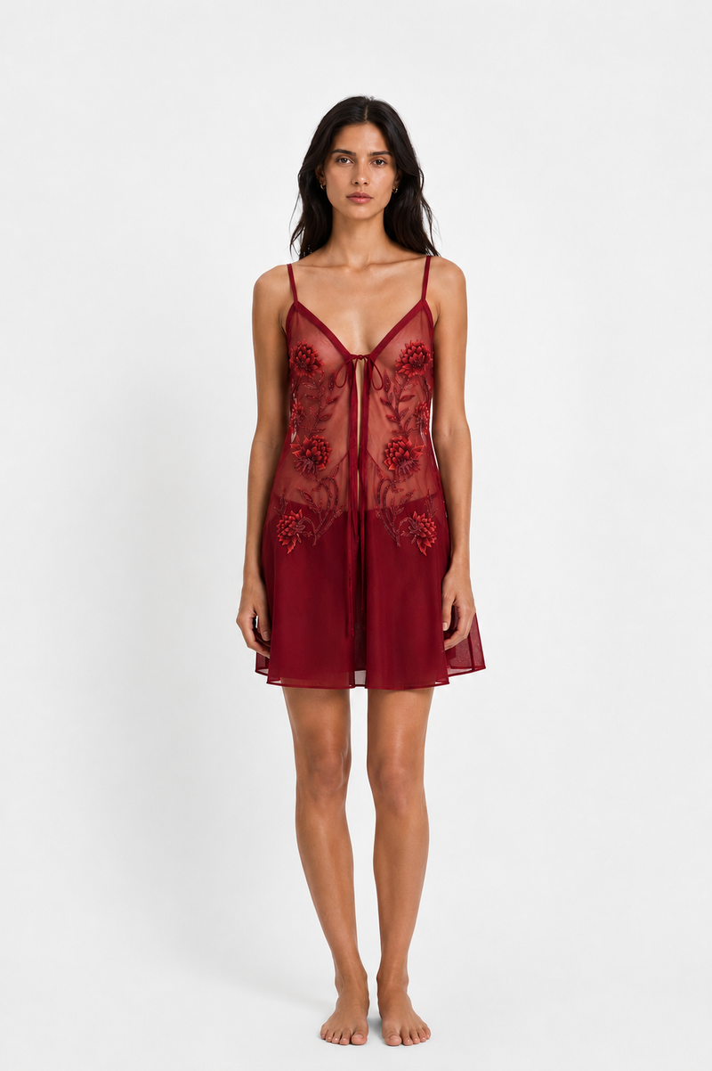 The Brahma Kamal Satin Silk Nightdress