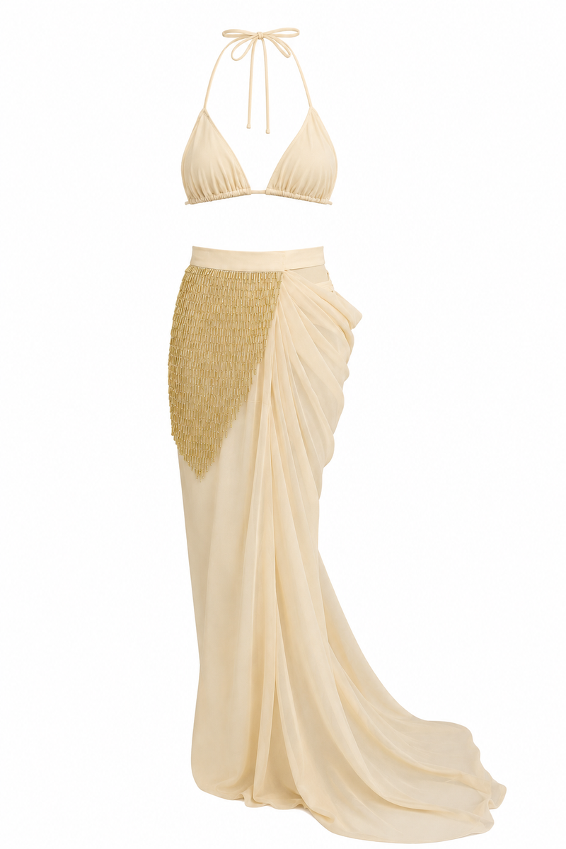 The Nerina Draped Embellished Sarong Skirt