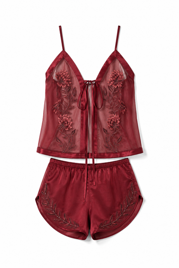 The Brahma Kamal Satin Silk Shorts Set