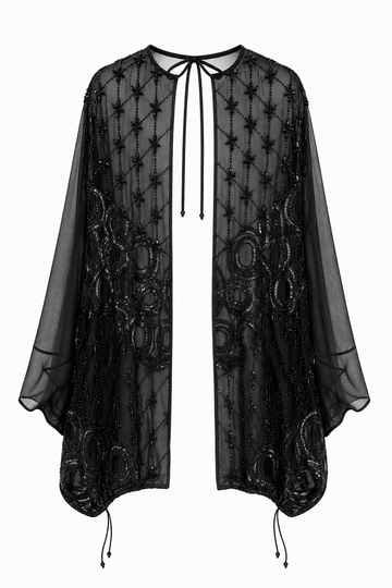 The Noctra Embellished Sheer Cape