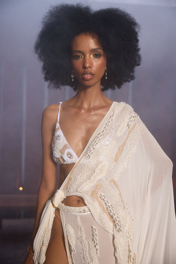 The Aurelia Embellished Draped Sarong Sari Skirt