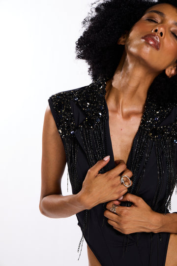 The Zyra Embellished Plunge Swimsuit