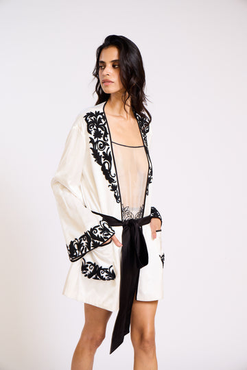 The Annalise Embroidered Silk Robe