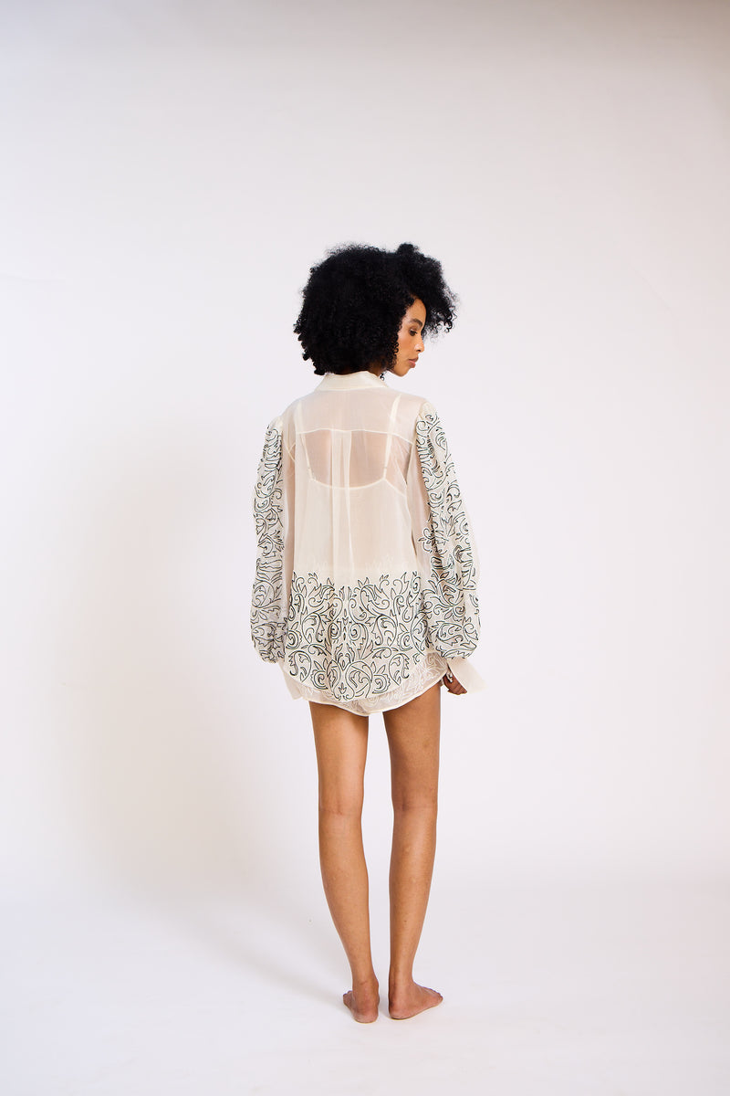 The Annalise Sheer Silk Organza Overshirt