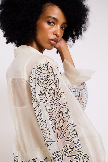 The Annalise Sheer Silk Organza Overshirt
