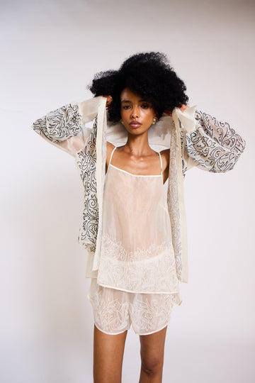 The Annalise Sheer Silk Organza Overshirt