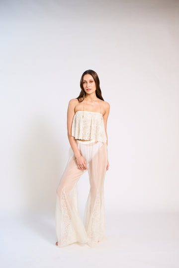 The Elara Embroidered Sheer Pant Set