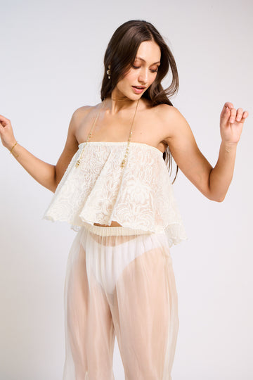 The Elara Embroidered Sheer Pant Set