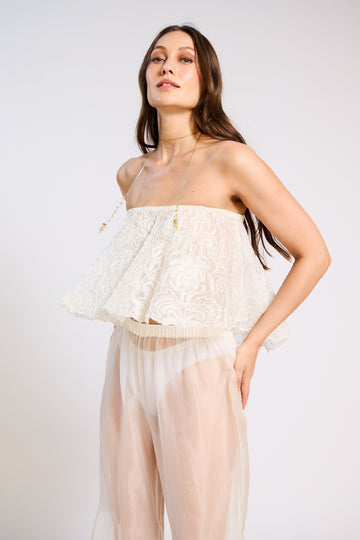 The Elara Embroidered Sheer Pant Set