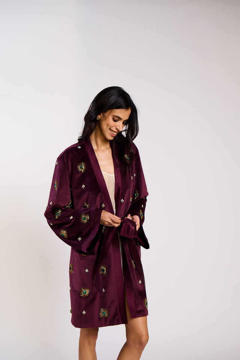 The Celeste Embellished Velvet Robe
