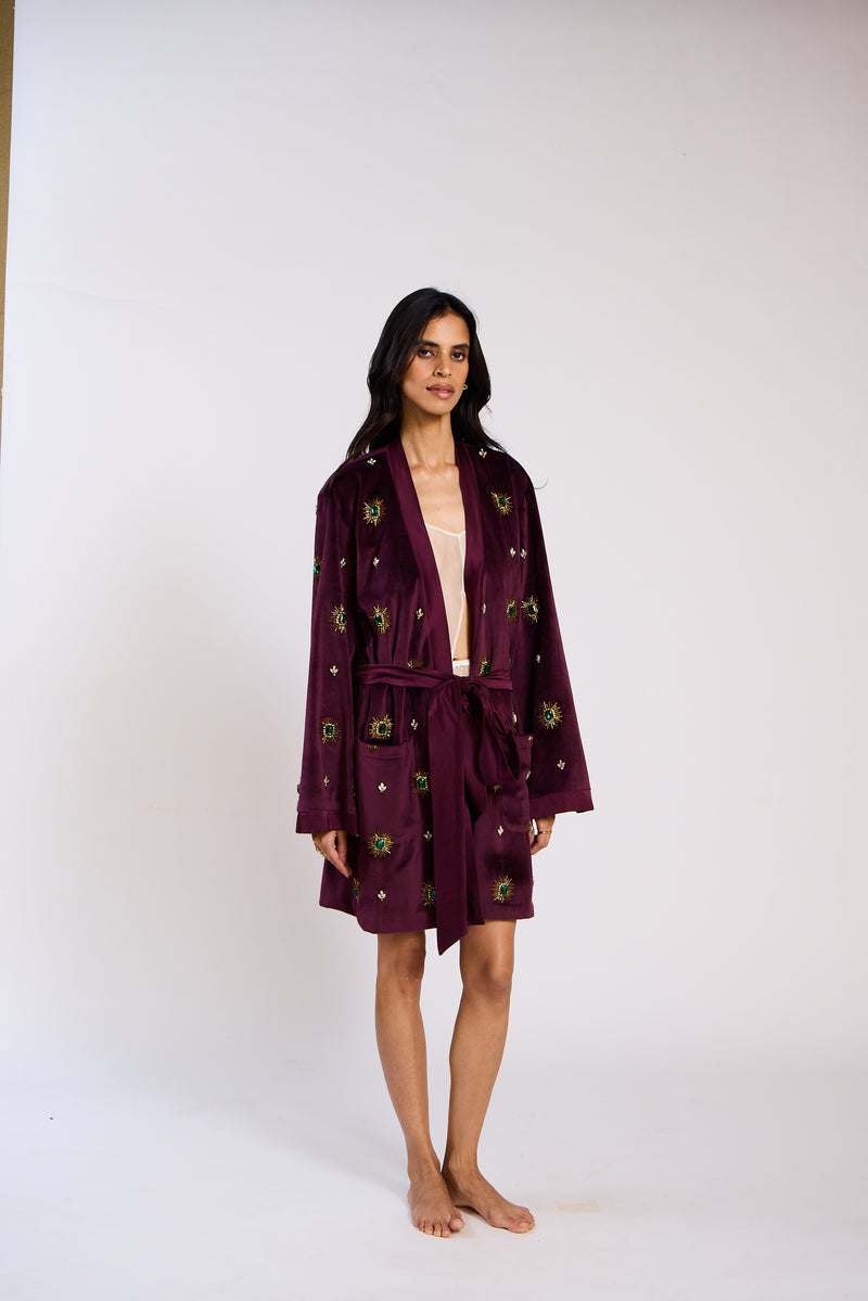 The Celeste Embellished Velvet Robe