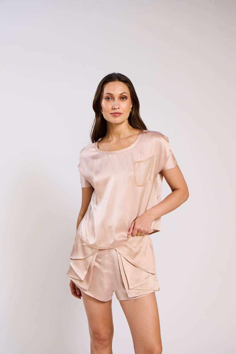 The Roselle Silk Satin Short Set