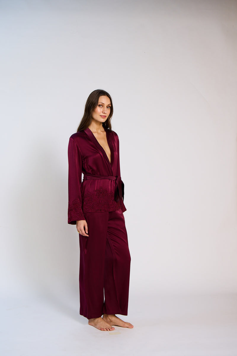 The Seraphine Hand Beaded Silk Satin Pant Set