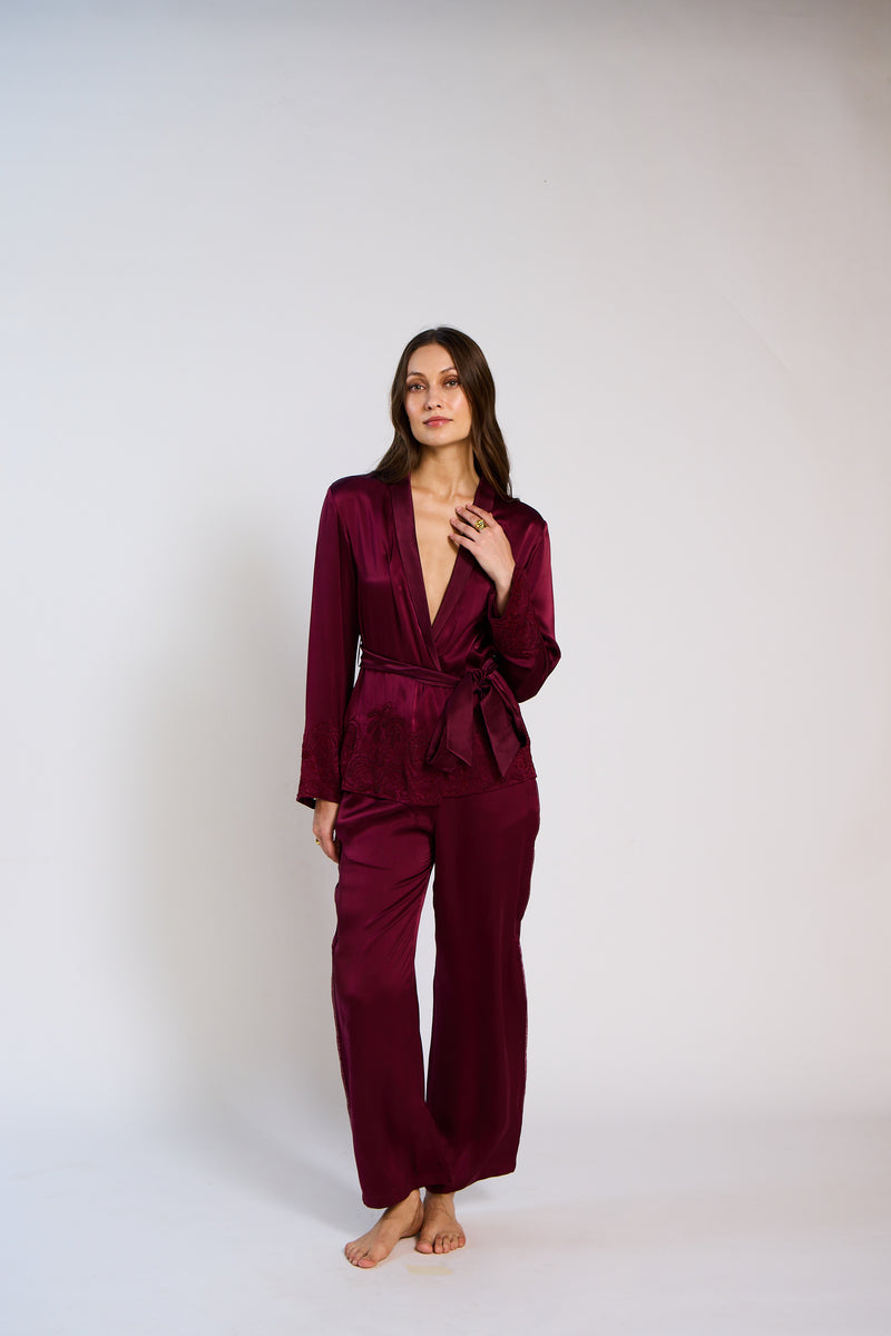 The Seraphine Hand Beaded Silk Satin Pant Set