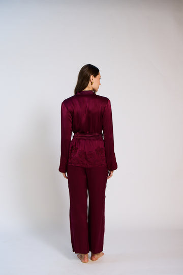 The Seraphine Hand Beaded Silk Satin Pant Set