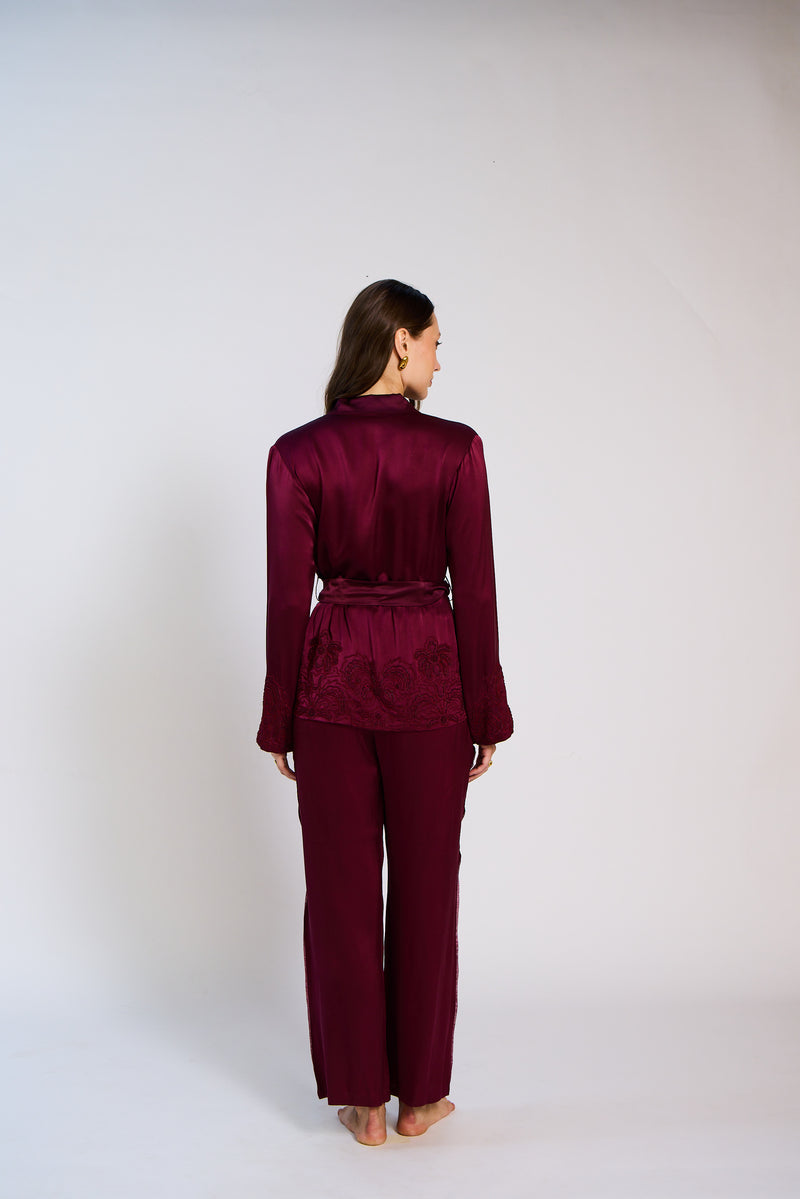The Seraphine Hand Beaded Silk Satin Pant Set