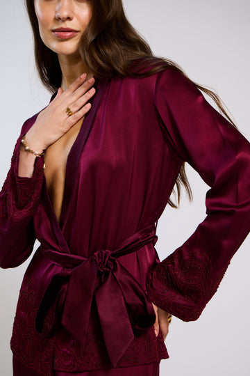 The Seraphine Hand Beaded Silk Satin Pant Set