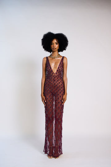 The Ellora Embellished Lattice Dress