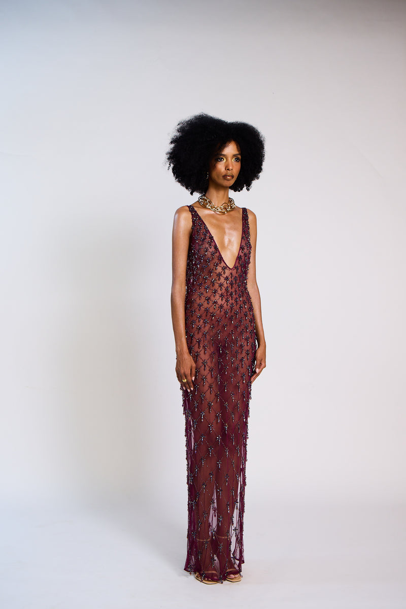 The Ellora Embellished Lattice Dress