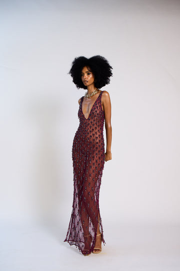 The Ellora Embellished Lattice Dress