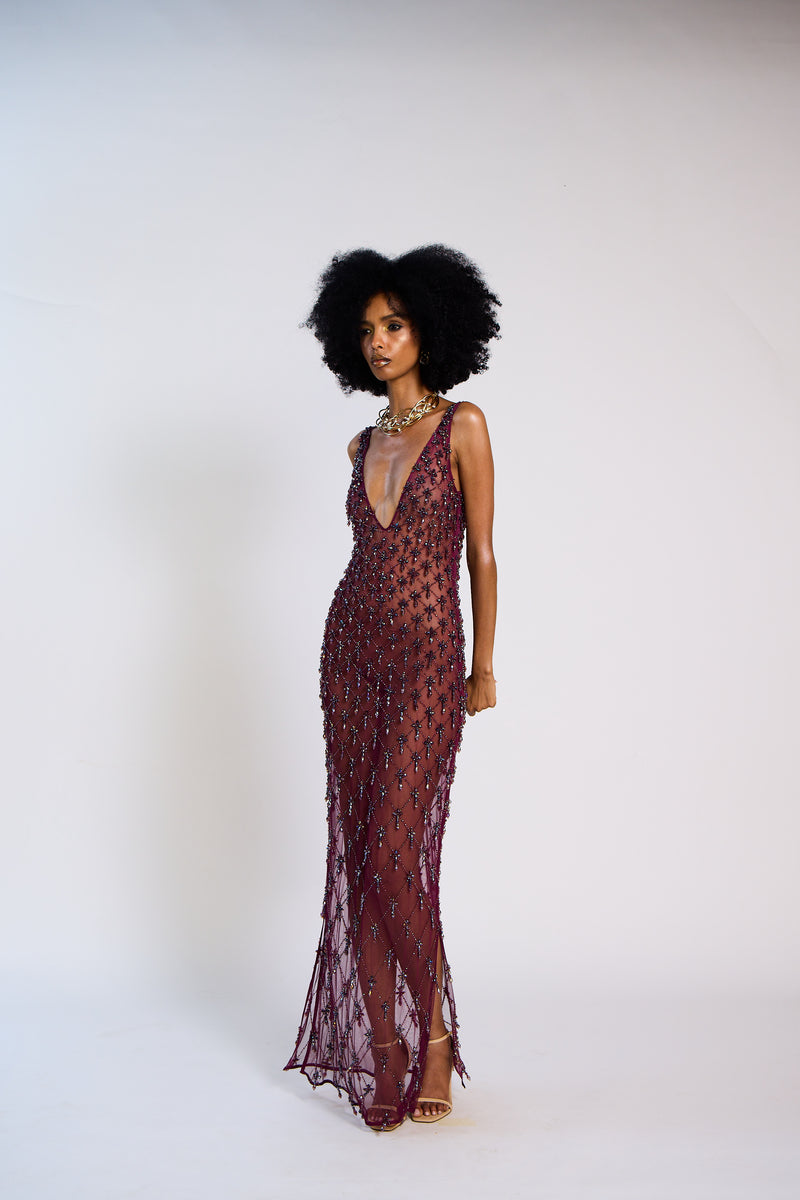 The Ellora Embellished Lattice Dress