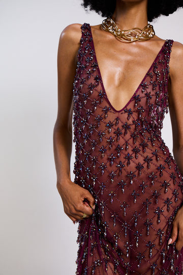 The Ellora Embellished Lattice Dress