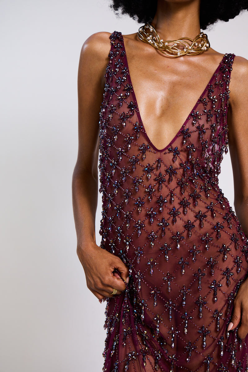 The Ellora Embellished Lattice Dress