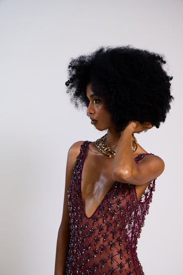 The Ellora Embellished Lattice Dress