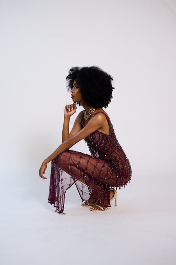 The Ellora Embellished Lattice Dress