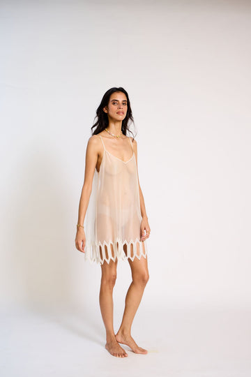 Taj Cutwork Sheer Dress