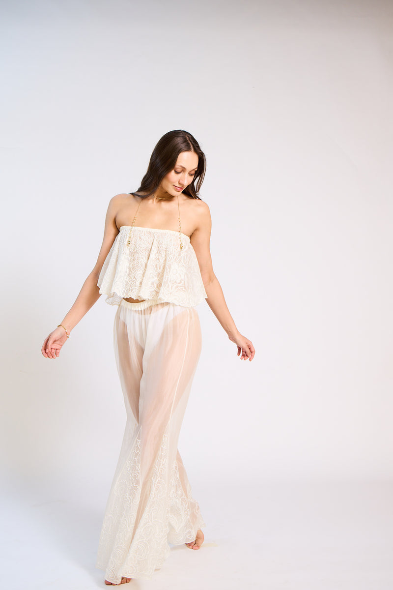The Taj Embroidered Sheer Pant Set
