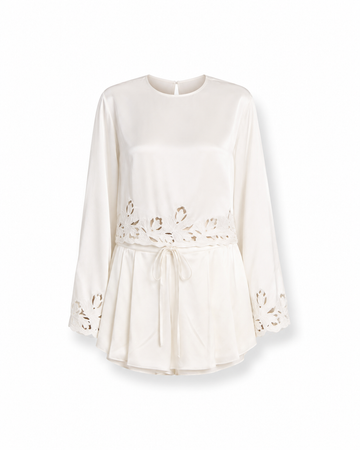 The Monsoon Bloom Cutwork Silk Satin Short Set