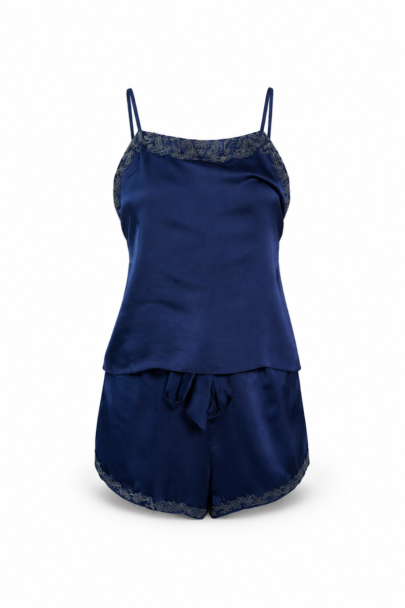 The Annalise Midnight Silk Short Set