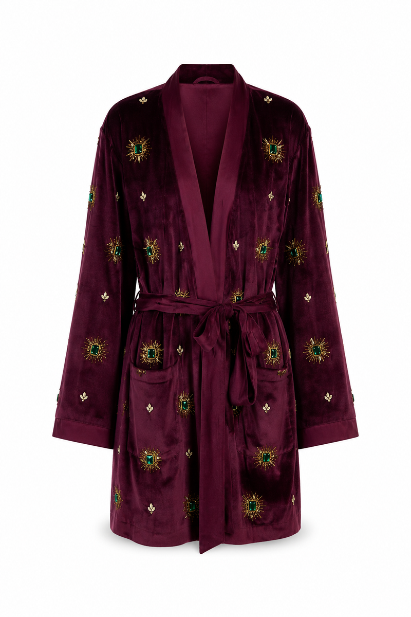 The Celeste Embellished Velvet Robe
