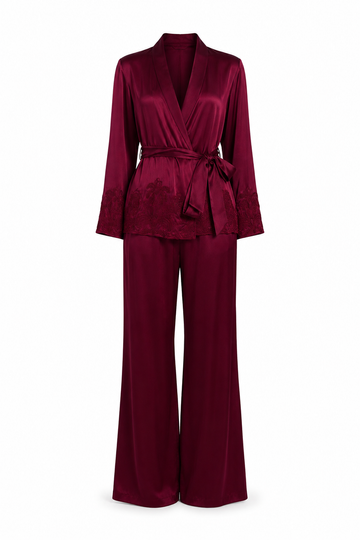 The Seraphine Hand Beaded Silk Satin Pant Set