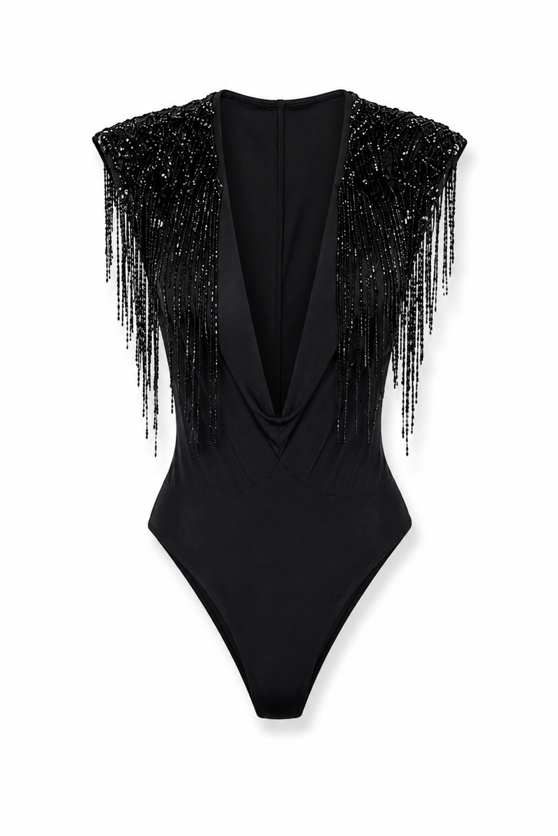 The Zyra Embellished Plunge Swimsuit