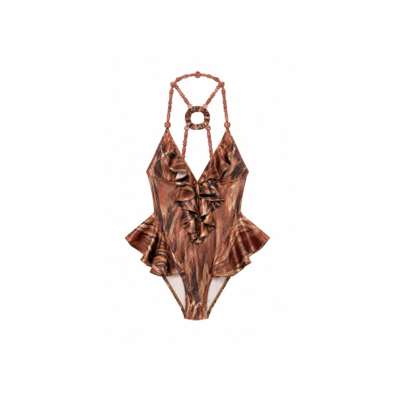 The Zeraya Ruffled Sculpted Halter Monokini