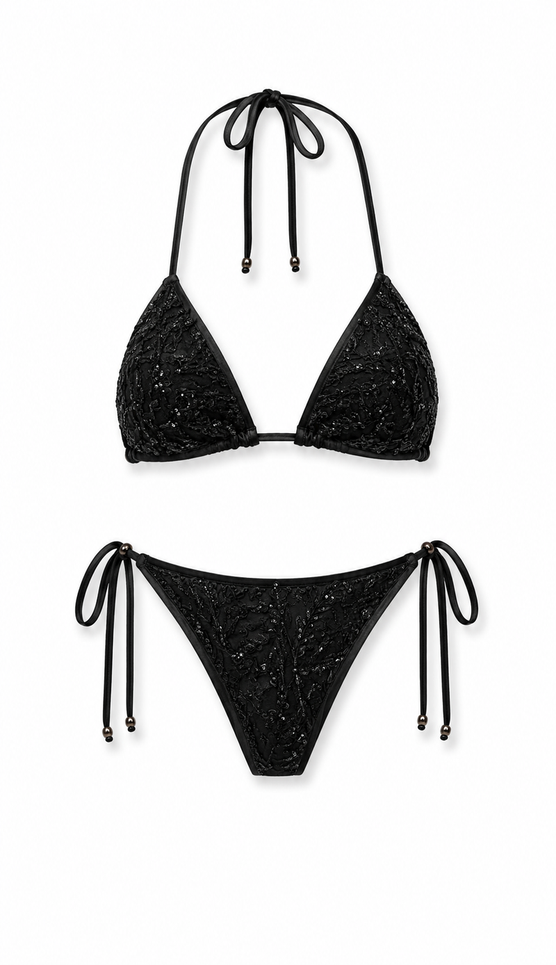 The Evara Embellished Triangle Bikini Set
